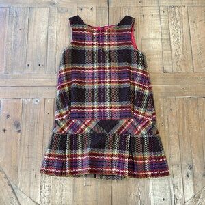 Floriane pleated plaid French drop waist jumper dress